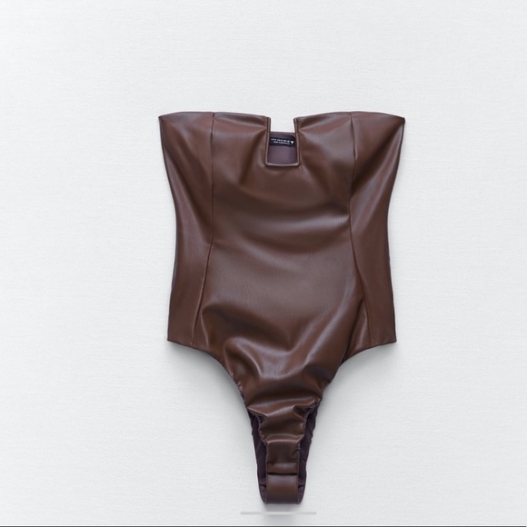 Zara 2 pcs set faux leather pants and bodysuit